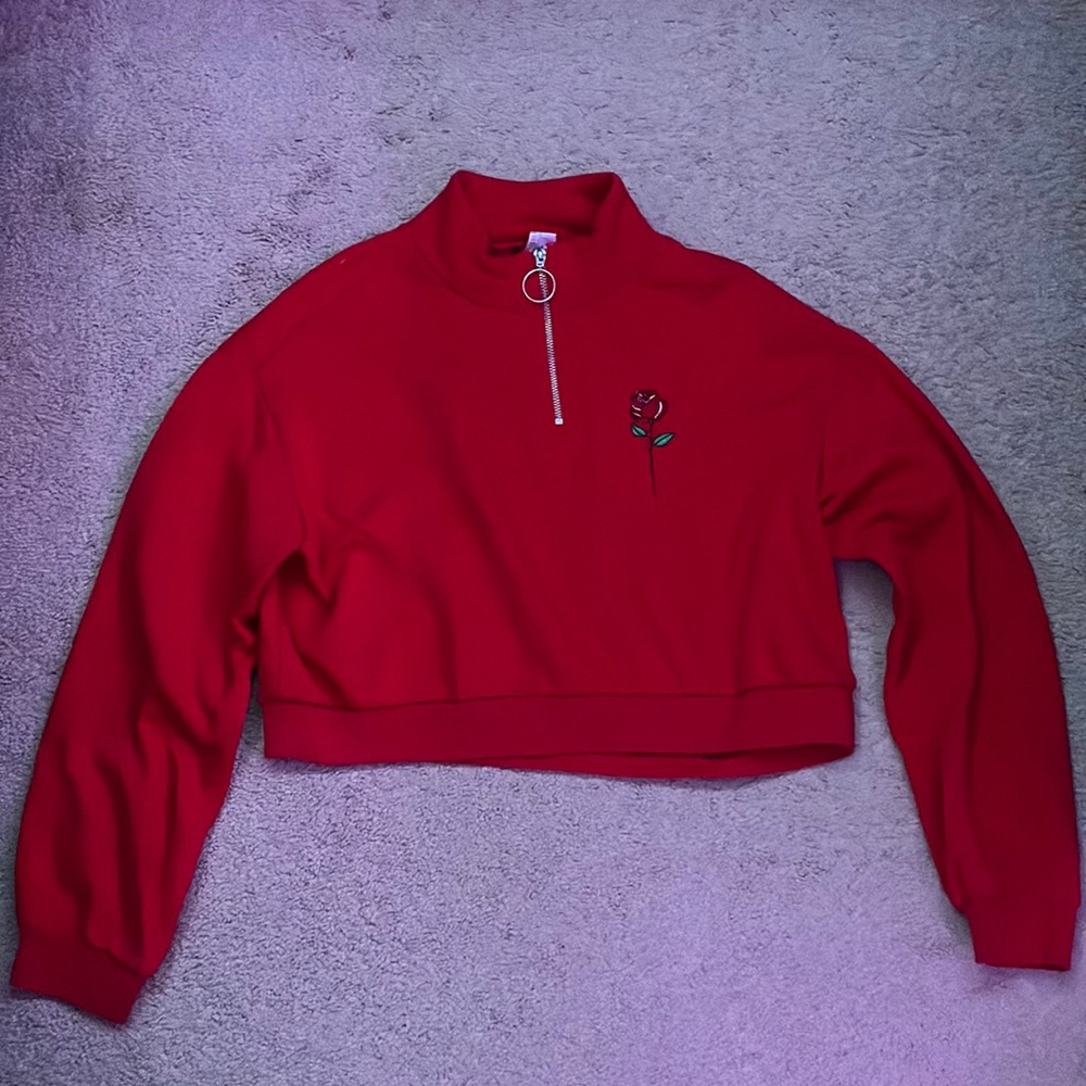 H&M Cropped Half-zip Sweatshirt